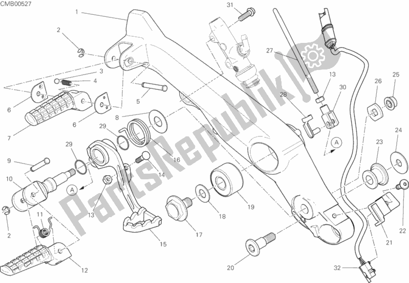 Toutes les pièces pour le Repose-pieds Droit du Ducati Scrambler Icon Dark USA 803 2020